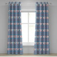 thumbnail image 1 of Ambesonne Christmas Grommet Curtain, Folk Knit Style Art, 50" x 108", Red Blue, 1 of 6