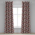 thumbnail image 1 of Ambesonne Christmas Grommet Curtain, Snowman Reindeer, 50" x 84", Pale Brown White and Red, 1 of 6