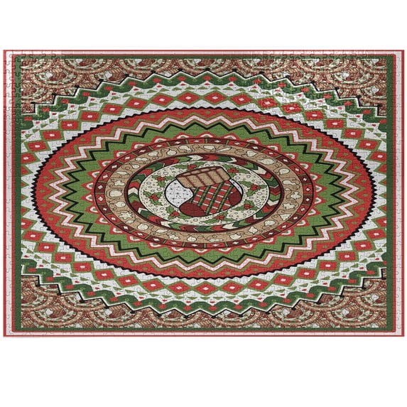 Ambesonne Christmas Jigsaw Puzzle Durable Cardboard, Circles Sock, 1000 pcs, Multicolor