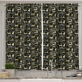 thumbnail image 1 of Ambesonne Christmas Kitchen Curtains, Oriental Deer, 55"x45", Yellow White Black, 1 of 3
