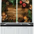 thumbnail image 1 of Ambesonne Christmas Kitchen Curtains, Rustic Lodge Wood, 55"x45", Brown Green, 1 of 1
