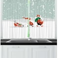 thumbnail image 1 of Ambesonne Christmas Kitchen Curtains, Santa Walking on Snow, 55"x45", Almond Green Multicolor, 1 of 3