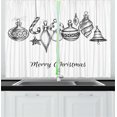 thumbnail image 1 of Ambesonne Christmas Kitchen Curtains, Sketchy Ornaments, 55"x39", Black White, 1 of 2