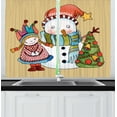 thumbnail image 1 of Ambesonne Christmas Kitchen Curtains, Snowman Tree, 55"x39", Multicolor, 1 of 2