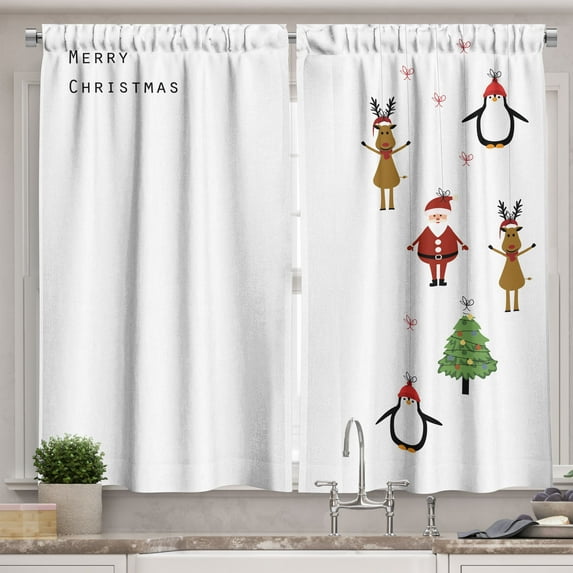 Ambesonne Christmas Kitchen Curtains, Stripes, 55"x39", Multicolor