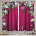 thumbnail image 1 of Ambesonne Christmas Kitchen Curtains, Tree Balls Snowflakes, 55"x39", Magenta Green White, 1 of 3