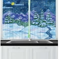thumbnail image 1 of Ambesonne Christmas Kitchen Curtains, Winter View Snow on Trees, 55"x45", Blue Violet and Green, 1 of 1