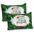 thumbnail image 1 of Ambesonne Christmas Pillow Sham 2 Pack, Berries Frame Words, 26"x20", Green Red and White, 1 of 3