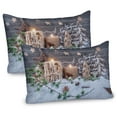 thumbnail image 1 of Ambesonne Christmas Pillow Sham 2 Pack, Candles with Snowman Art, 36"x20", White Brown, 1 of 3