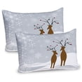 thumbnail image 1 of Ambesonne Christmas Pillow Sham 2 Pack, Reindeers Noel, 26"x20", Brown Pale Grey White, 1 of 3