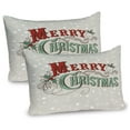 thumbnail image 1 of Ambesonne Christmas Pillow Sham 2 Pack, Star Snowflake Retro, 36"x20", Eggshell Sea Green Ruby, 1 of 3