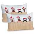 thumbnail image 1 of Ambesonne Christmas Pillow Sham 2 Pack, Wooden Fences Humor, 26"x20", Tan Red, 1 of 3