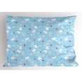 thumbnail image 1 of Ambesonne Christmas Pillow Sham, Cats with Necklaces, 36" X 20", Pale Blue Red White, 1 of 2