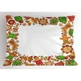 thumbnail image 1 of Ambesonne Christmas Pillow Sham, Gingerbread Biscuits, 26" X 20", Green Brown and Red, 1 of 2