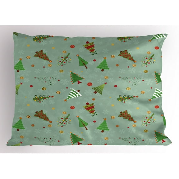 Ambesonne Christmas Pillow Sham, Holiday Tree Pattern, 26" X 20", Multicolor