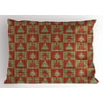 thumbnail image 1 of Ambesonne Christmas Pillow Sham, Noel Trees Quilt, 26" X 20", Ruby Reseda Green, 1 of 2