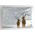 thumbnail image 1 of Ambesonne Christmas Pillow Sham, Reindeers Noel, 36" X 20", Brown Pale Grey White, 1 of 2