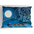 thumbnail image 1 of Ambesonne Christmas Pillow Sham, Santa Winter Forest, 26" X 20", Navy Blue, 1 of 2