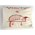 thumbnail image 1 of Ambesonne Christmas Pillow Sham, Sleeping Cat, 26" X 20", Red, 1 of 2