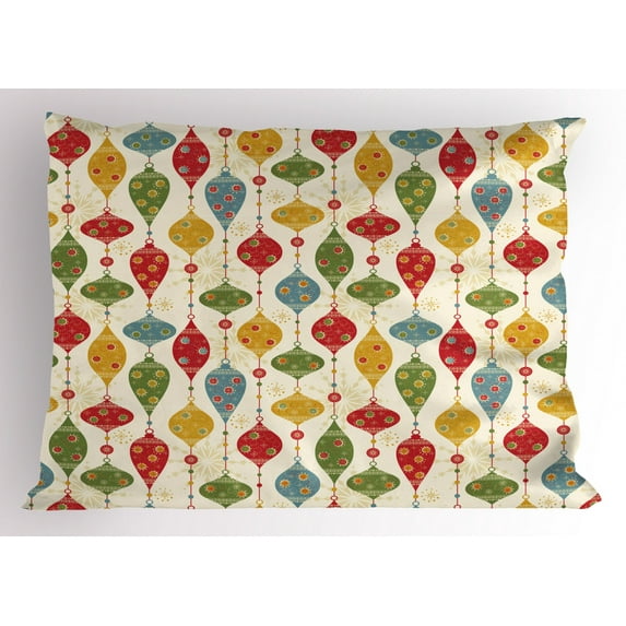 Ambesonne Christmas Pillow Sham, Traditional Balls, 26" X 20", Multicolor