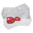 thumbnail image 1 of Ambesonne Christmas Place Mats Set of 4, Baubles on Snowflake, Standard Size, Red White, 1 of 6