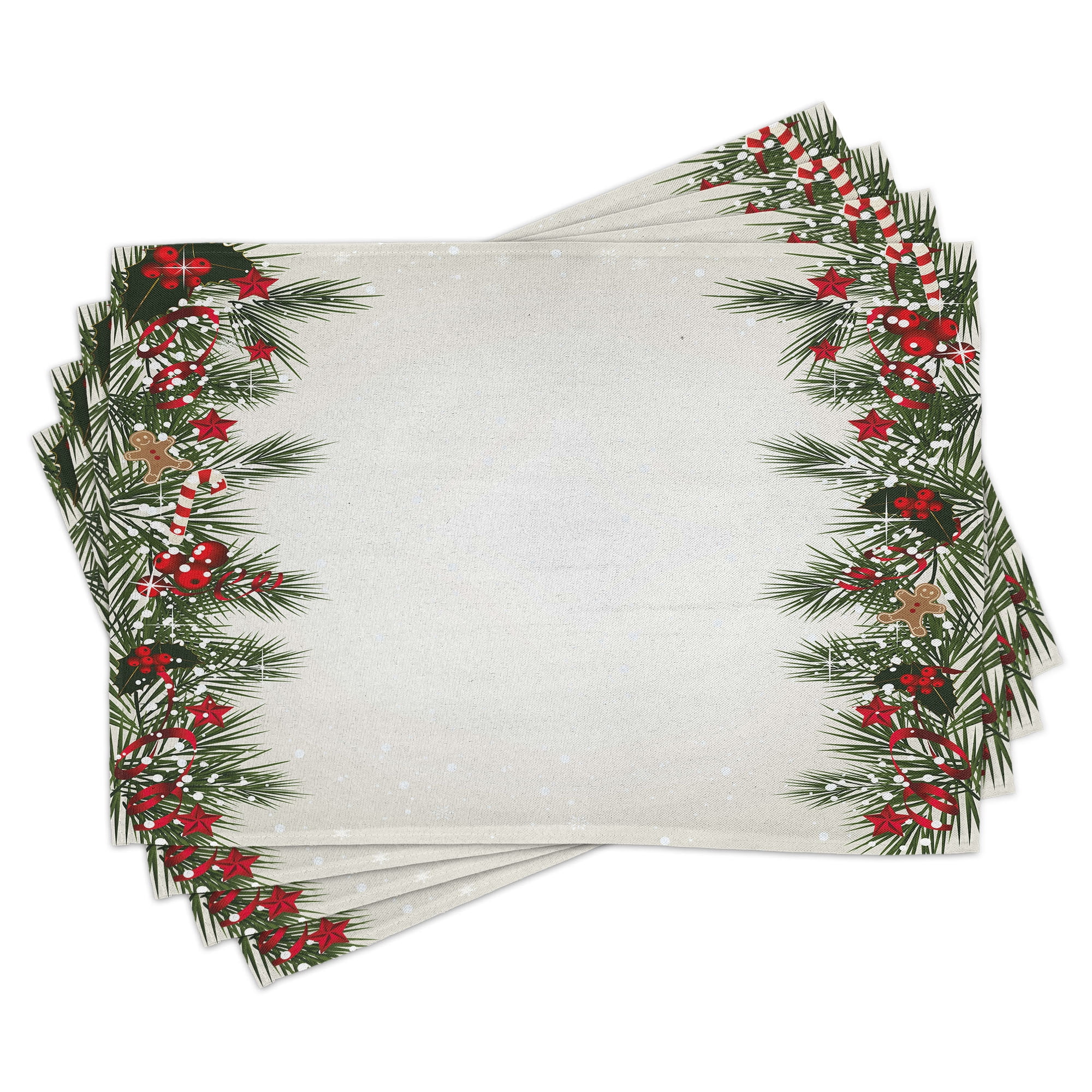 Christmas Multicolor Polyester Fabric Placemats Set of 4