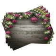 thumbnail image 1 of Ambesonne Christmas Place Mats Set of 4, Rustic Balls Branch, Standard Size, Brown Pink, 1 of 6