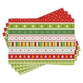 thumbnail image 1 of Ambesonne Christmas Place Mats Set of 4, Traditional Borders, Standard Size, Lime Green Yellow Red, 1 of 6