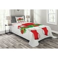 thumbnail image 1 of Ambesonne Christmas Quilted Bedspread Set 2 Pcs, Hanging Stockings, Twin Size, Red Emerald White, 1 of 3
