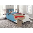 thumbnail image 1 of Ambesonne Christmas Quilted Bedspread Set 2 Pcs, Reindeer Rudolph Hat, Twin Size, Pale Blue Red Pale Brown, 1 of 3