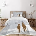 thumbnail image 1 of Ambesonne Christmas Quilted Bedspread Set 2 Pcs, Reindeers Noel, Twin Size, Brown Pale Grey White, 1 of 5