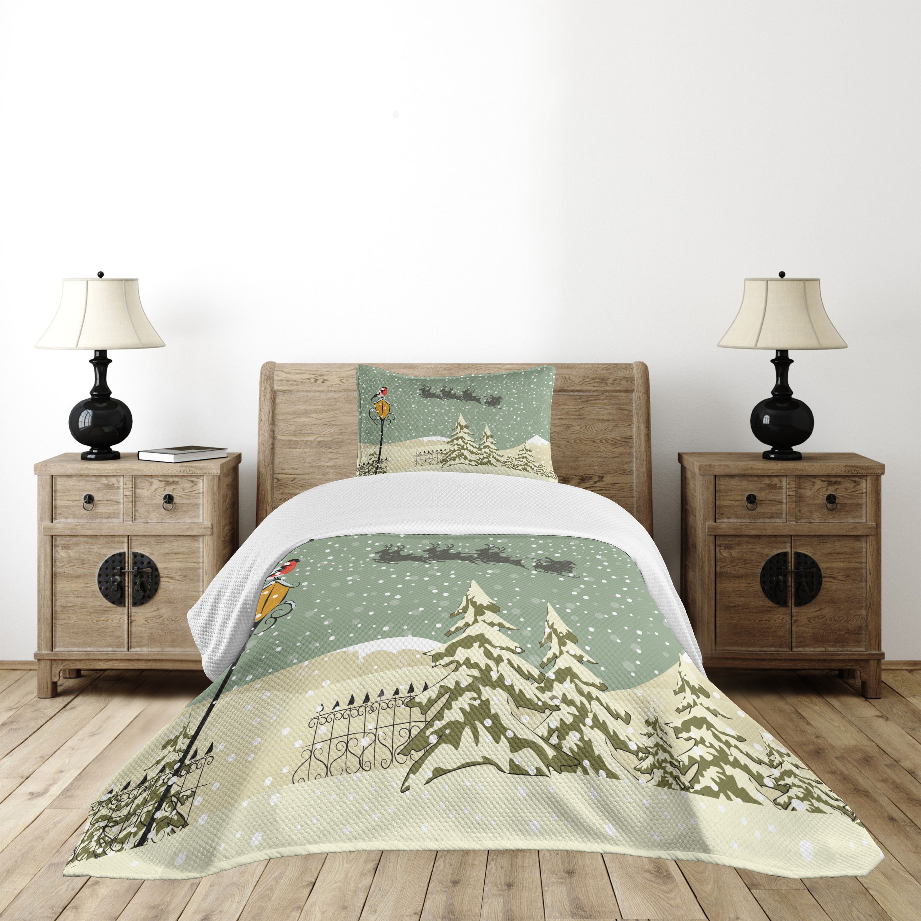 Twin White Quilted Kids Bedspread Set with Pillow Sham