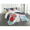 thumbnail image 1 of Ambesonne Christmas Quilted Bedspread Set 2 Pcs, Santa Snowman Hug, Twin Size, Blue Red White, 1 of 5