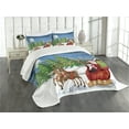 thumbnail image 1 of Ambesonne Christmas Quilted Bedspread Set 2 Pcs, Snowdrift Reindeers, Twin Size, Multicolor, 1 of 5