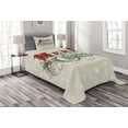 thumbnail image 1 of Ambesonne Christmas Quilted Bedspread Set 2 Pcs, Star Snowflake Retro, Twin Size, Eggshell Sea Green Ruby, 1 of 3