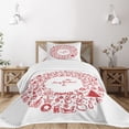 thumbnail image 1 of Ambesonne Christmas Quilted Bedspread Set 2 Pcs, Vintage Style Ribbon, Twin Size, Red, 1 of 3