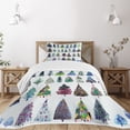 thumbnail image 1 of Ambesonne Christmas Quilted Bedspread Set 2 Pcs, Watercolor Fir Trees, Twin Size, Multicolor, 1 of 4