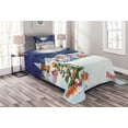 thumbnail image 1 of Ambesonne Christmas Quilted Bedspread Set 2 Pcs, Winter Sky Moon Star, Twin Size, Navy White, 1 of 3
