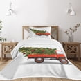 thumbnail image 1 of Ambesonne Christmas Quilted Bedspread Set 2 Pcs, Xmas Truck and Tree, Twin Size, White Red Green, 1 of 5