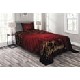 thumbnail image 1 of Ambesonne Christmas Quilted Bedspread Set 2 Pcs, Yuletide Celebration, Twin Size, Yellow Ruby Burgundy, 1 of 4