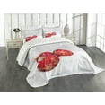 thumbnail image 1 of Ambesonne Christmas Quilted Bedspread Set 3 Pcs, Baubles on Snowflake, King Size, Red White, 1 of 3