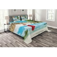thumbnail image 1 of Ambesonne Christmas Quilted Bedspread Set 3 Pcs, Beach Xmas Stockings, Queen Size, Multicolor, 1 of 3