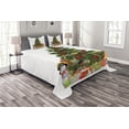 thumbnail image 1 of Ambesonne Christmas Quilted Bedspread Set 3 Pcs, Christmas Tree Style, Queen Size, Red Green Yellow, 1 of 3