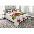 thumbnail image 1 of Ambesonne Christmas Quilted Bedspread Set 3 Pcs, Hanging Stockings, Queen Size, Red Emerald White, 1 of 3