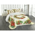 thumbnail image 1 of Ambesonne Christmas Quilted Bedspread Set 3 Pcs, Nostalgic Celebration, Queen Size, Multicolor, 1 of 2