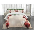 thumbnail image 1 of Ambesonne Christmas Quilted Bedspread Set 3 Pcs, Red Balls Ribbons, King Size, Green and Red, 1 of 4