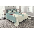 thumbnail image 1 of Ambesonne Christmas Quilted Bedspread Set 3 Pcs, Snowman Woman Love, Queen Size, Seafoam Red Cream, 1 of 3