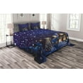 thumbnail image 1 of Ambesonne Christmas Quilted Bedspread Set 3 Pcs, Winter Night House, Queen Size, Navy Blue Yellow, 1 of 3
