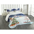 thumbnail image 1 of Ambesonne Christmas Quilted Bedspread Set 3 Pcs, Winter Sky Moon Star, King Size, Navy White, 1 of 3