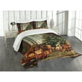 thumbnail image 1 of Ambesonne Christmas Quilted Bedspread Set 3 Pcs, Xmas Tree, King Size, Brown Red Green, 1 of 4